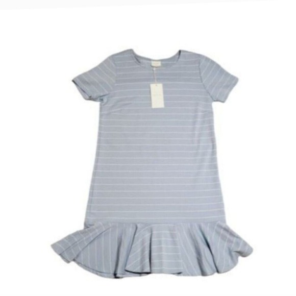 VILA Dresses & Skirts - Vila Celestial Blue Ruffled Striped Knee Length Dress Size S New